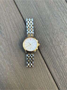 Michele Two-Tone Uptown Women's Chronograph Watch (Diamond Bezel)